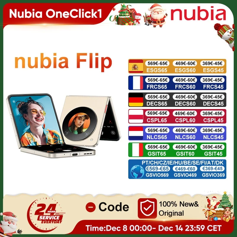 nubia Flip Smartphone 5G Foldable Phone 6.9" 120Hz Display Snapdragon 7 Gen 1 33W Fast Charging 50MP Camera Global Version