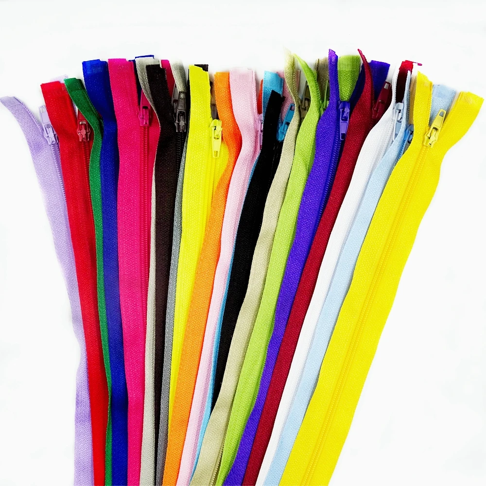 10Pcs 3# Opening Nylon Zippers Tail Resin 20Cm-60Cm Suitable For Clothing