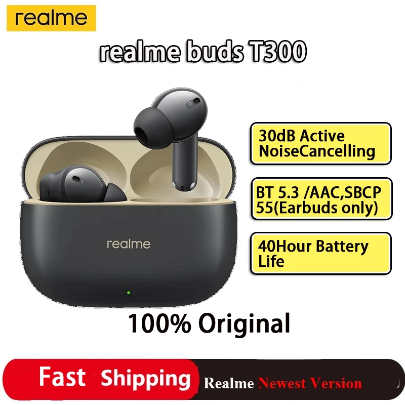 Realme Buds T300 TWS auricolare 30dB Active Noise Cancelling 40 ore di durata della batteria Bluetooth5.3 IP55 True Wireless