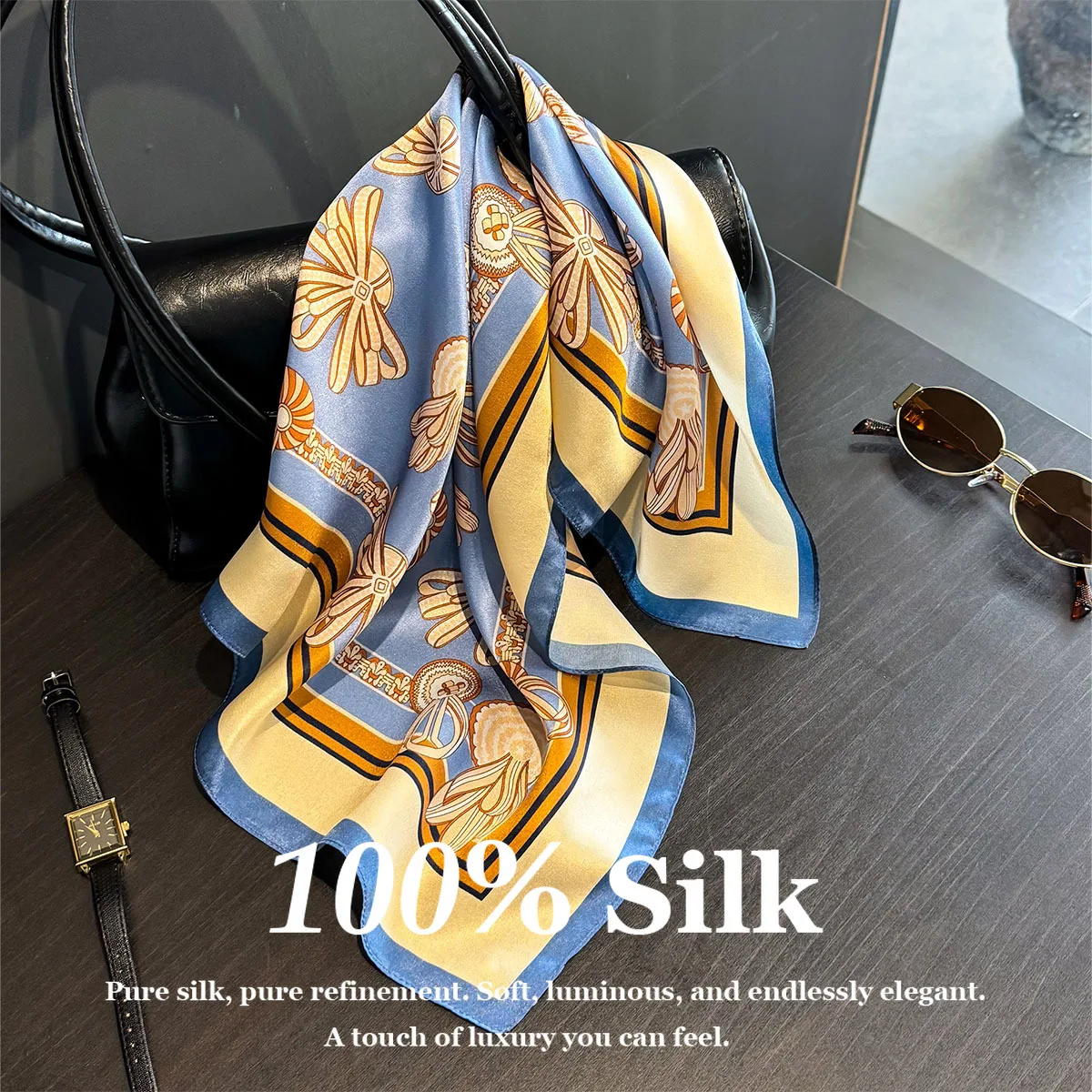 Neuer Sommer 100% Reiner Seidenschal Damen Quadratische Schals Bandana Hijab Poncho Schals Pashmina Damen Foulard Stola Echarpes Bufanda