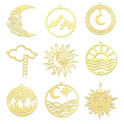 10pcs/lot Stainless Steel Sun Moon DIY Charm Pendant Wholesale Mountain Cloud Jewelry Findings Earring Making Top Quality