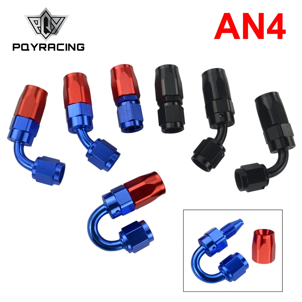 PQY - 4 AN AN-4 Straight 45 90 180 Degree Aluminum Swivel Hose End Fitting Adapter Oil Fuel Line