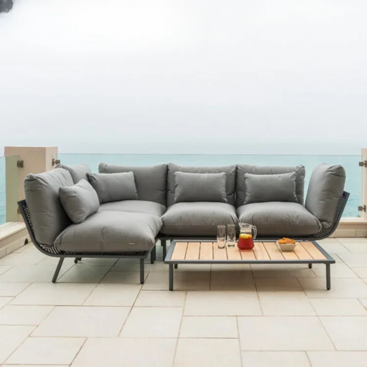 

'Hotel garden set rattan design soft mat reclining sofa chairs outdoor furniture luxury