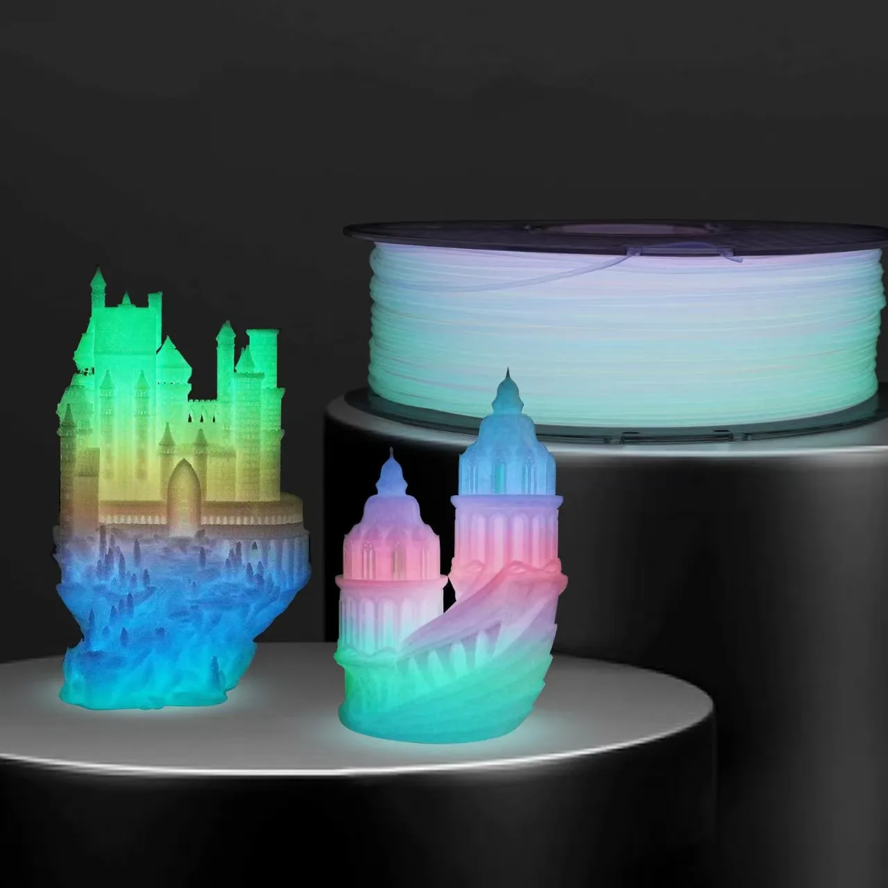 

Glow in The Dark PLA 3D Printer Filament Bundle 1.75mm 3D Printing Filament Dimensional Accuracy +/- 0.03mm ,rainbow 250g