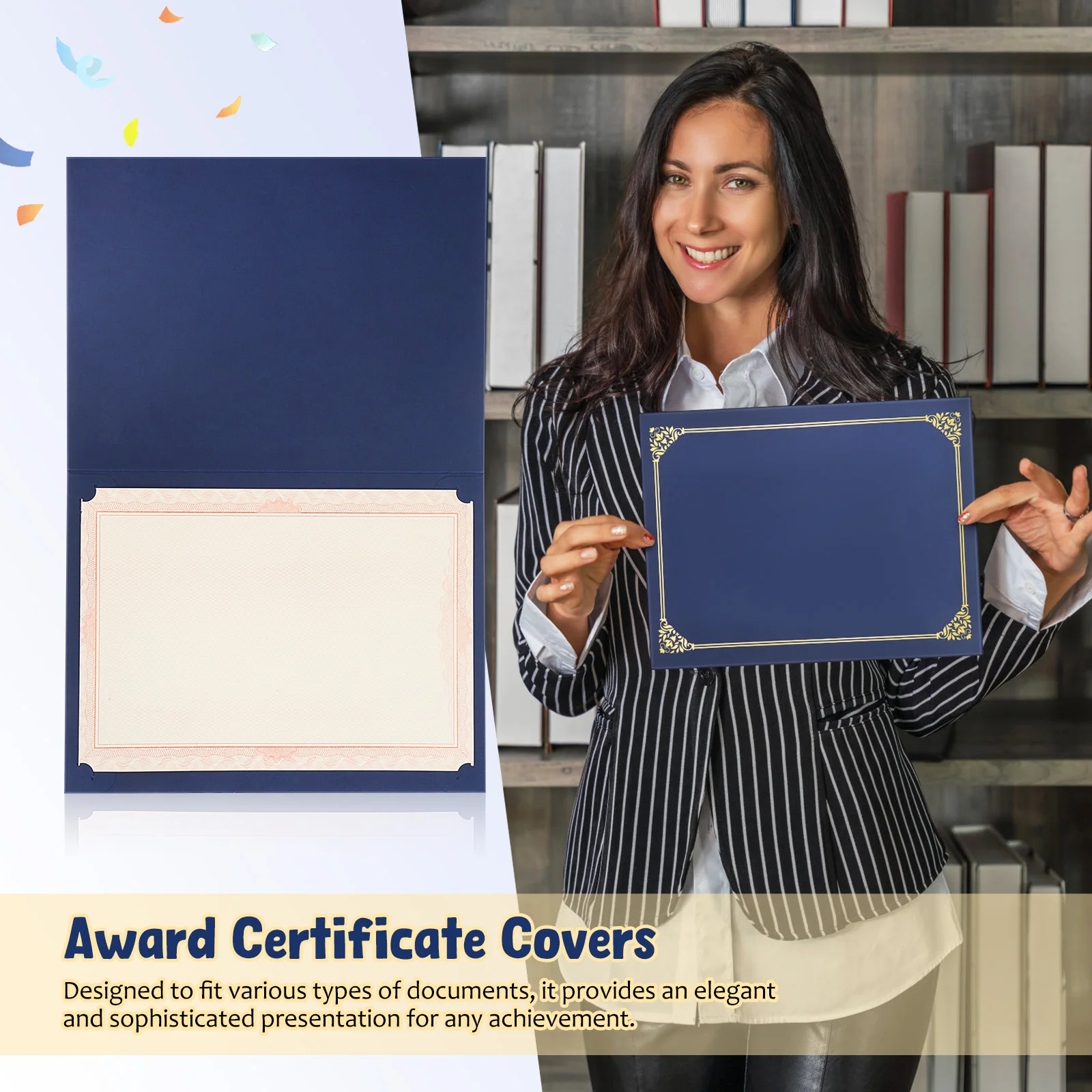 30 szt. Złote teczki na certyfikaty z lamówką ze złotej folii, format 8,5x11 cali, duży rozmiar, ekspozytor na nagrody, solidny uchwyt na dokumenty, ramka na dokumenty, na zakończenie szkoły, do biura.