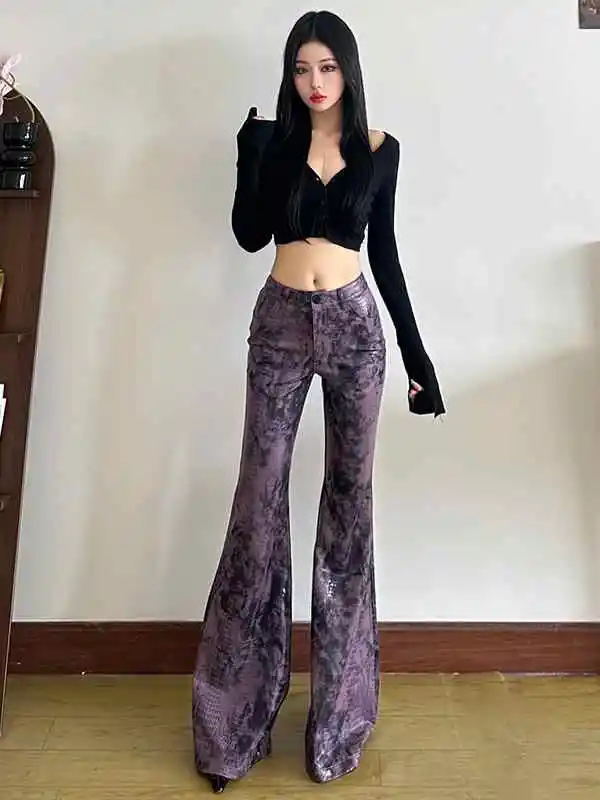 

Women's Purple Baggy Cargo Jeans Vintage Cowboy Pants Harajuku Denim Trousers 90s Aesthetic Streetwear Y2k 2000s Trashy Clothes