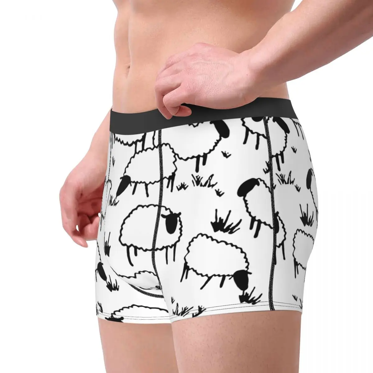 Sheep Pattern Men Underwear Animal Cute Boxer Briefs Shorts Panties Funny Soft Underpants for Homme S-XXL