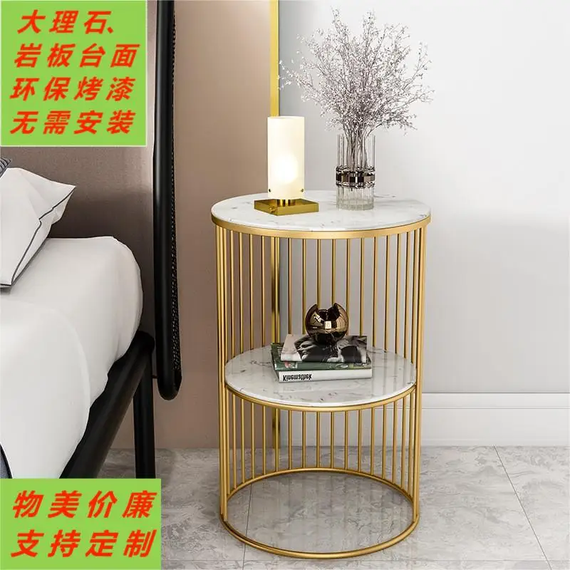 

marble bedside table, modern and simple household rock panel small round table, light luxury sofa, coffee table corner table