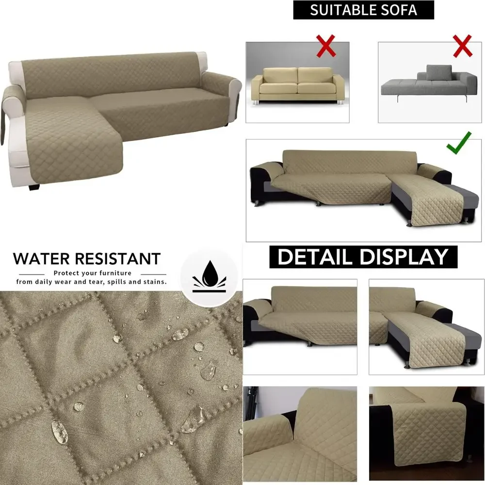 Pelindung Sofa Bentuk L Ramah Hewan Peliharaan, Pelindung Sofa Ukuran X-Large Warna Beige untuk Anjing dan Kucing