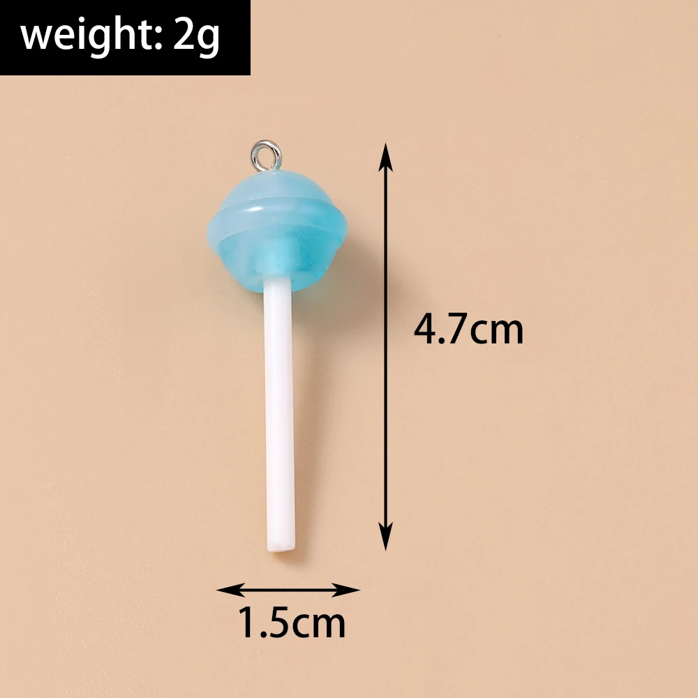 Leslie 10 Stück Harz Zucker Süßigkeiten Lutscher Charms Diy Kawaii 3D Schlüsselanhänger Ohrring Anhänger Charms für Schmuckherstellung Zubehör – Detail 1