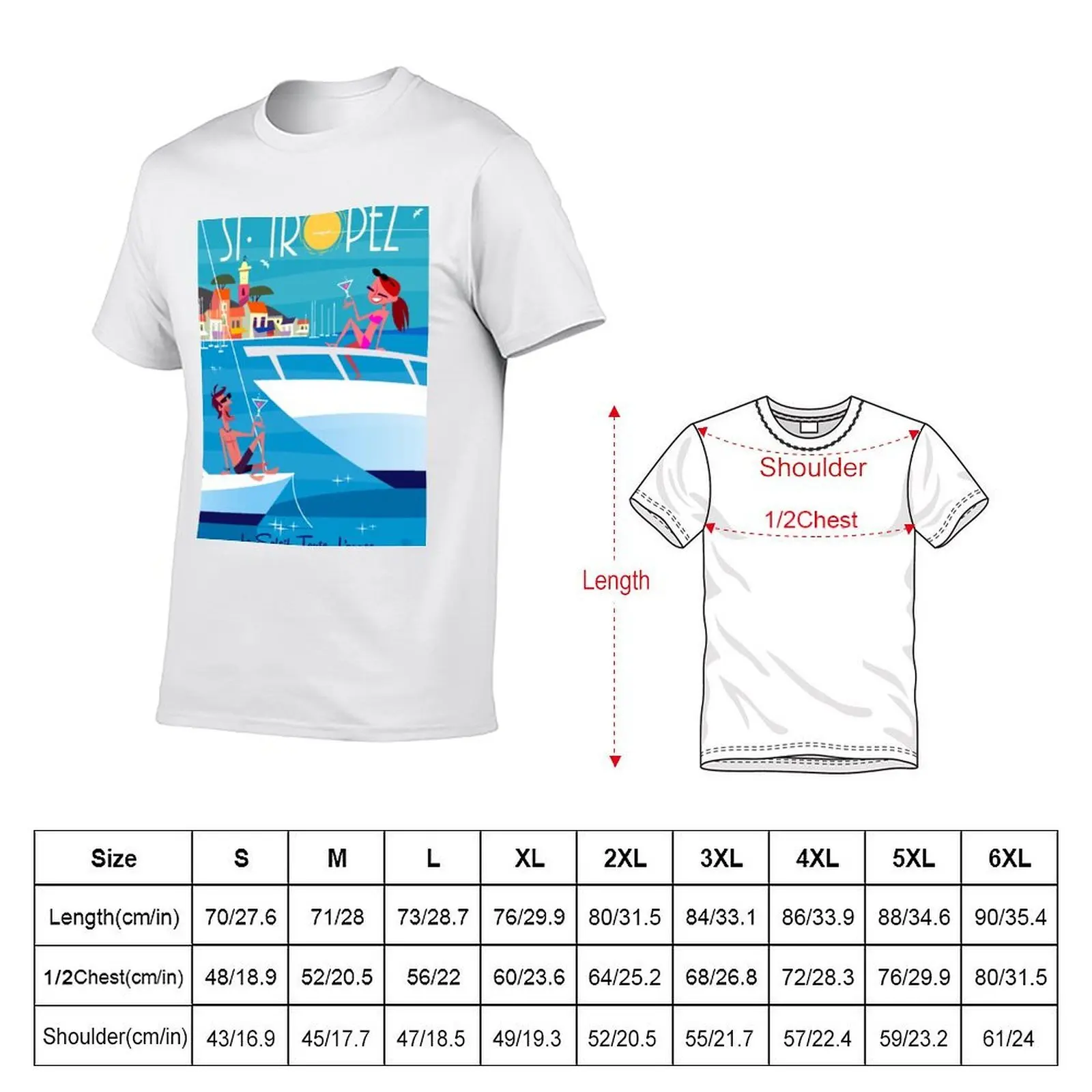 St Tropez Poster T-Shirt man t shirt cotton high quality man t shirts graphic T-Shirt