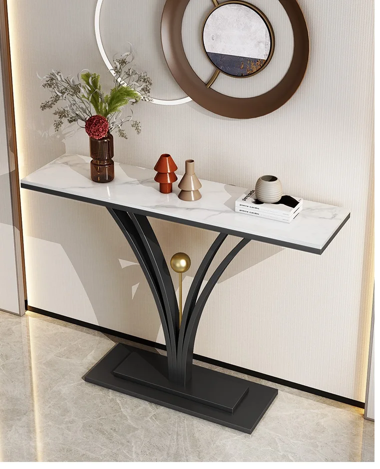 

$@Light Luxury Marble Ultra-Narrow Console Table Hotel Entrance Door Wall Cabinet Board Corridor Console Table