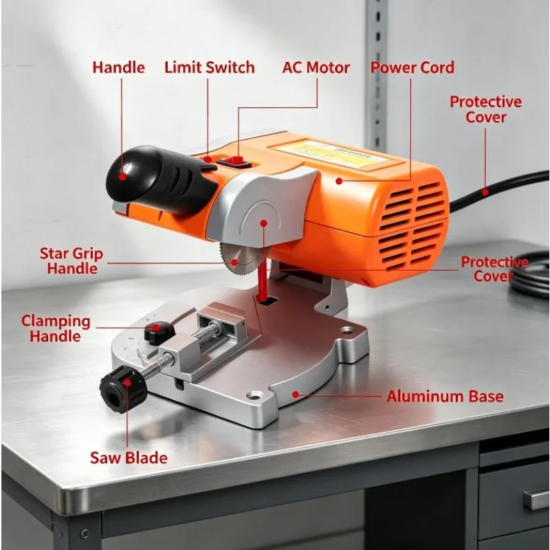 2 Inch Cutting Machine for Wood Metal Multifunctional Mini Desktop Saw Cutter DIY Precision Cutting Power Tool