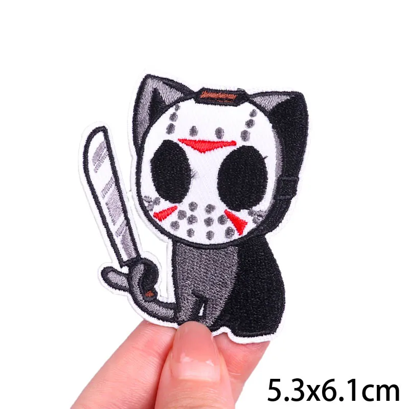 Funny Cat Embroidered Patches For Clothing Cartoon Anime Iron On Patches Stripe On Clothes Applique Jacket Jeans Patch DIY