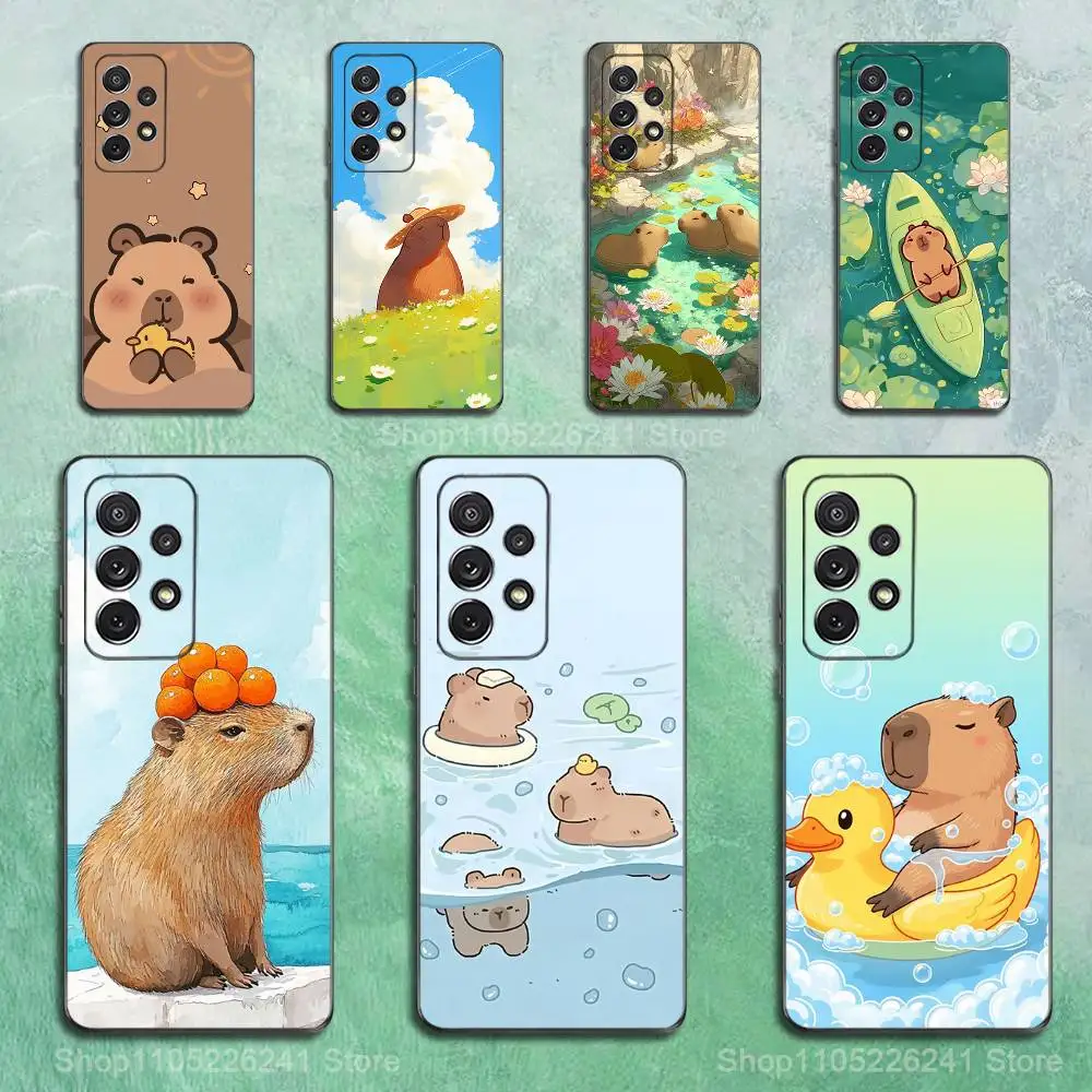 

Funny Kapibala Cartoon Phone Case For Samsung S9,S10,S20,S10,S21,S25,S24,S23,Ultra,FE,Plus,Lite,Soft Silicone Black Cover