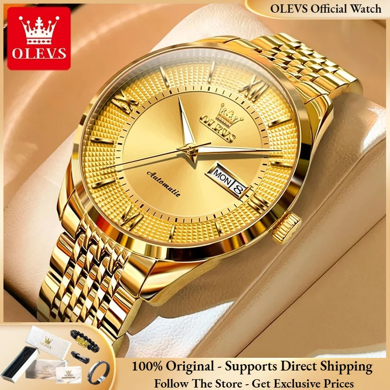 OLEVS 6657 Men Watch Original Luxury Imported Movement All Automatic Men's Mechanical Watch Business Calendar Sapphire Men Watch