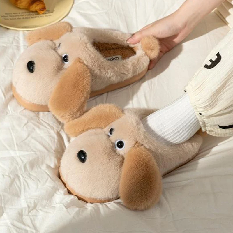 لطيف جرو فروي سميكة القاع شبشب منزل الأطفال 2025 شتاء دافئ أفخم عدم الانزلاق النعال المنزل الأطفال الكرتون الشرائح #1