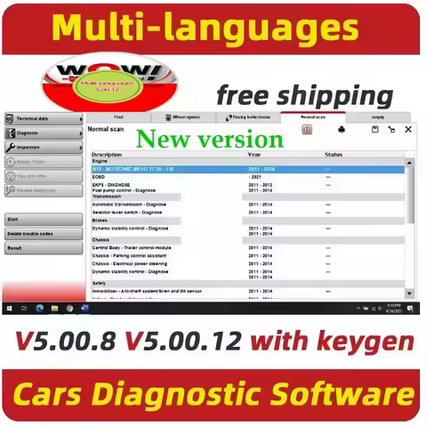 Latest 2026 W-ur-th WOW V5.00.12 WOW 5.00.8 R2 Car Software Multi-languages with Keygen For Tcs Multi-diag Cars Diagnostic Tool