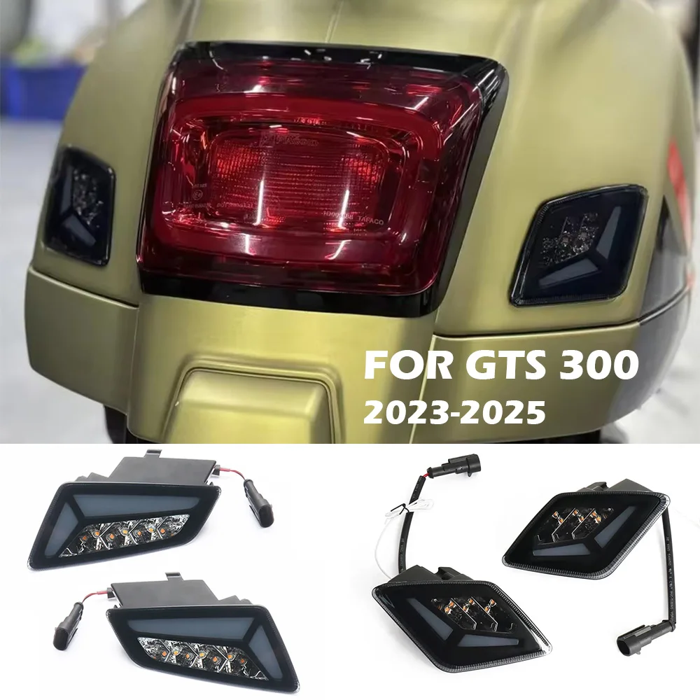 

New Motorcycle Front Rear Turn Signals Lights For Vespa GTS 300 GTS300 2023 2024 2025 LED Daytime Running Lights