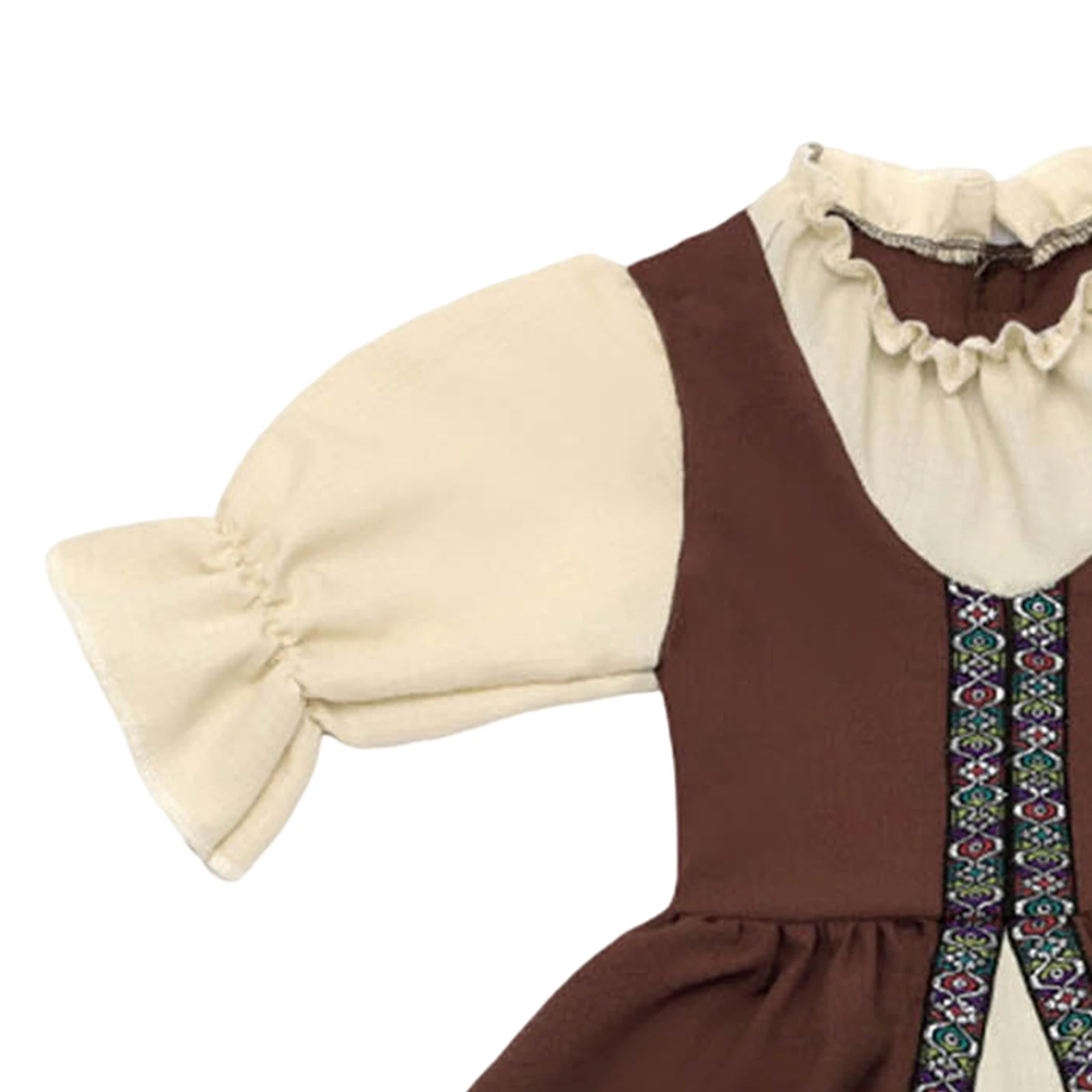 فستان فلاحين القرون الوسطى للفتيات زي قرية عصر النهضة مع تفاصيل مطرزة لحفلات الكرنفال التنكرية للأطفال