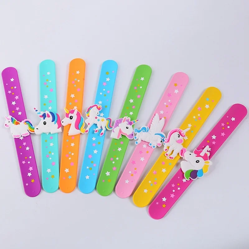 

Unicorn Slap Snap Wrap Wristband Band Bracelet Hand Ring Boy Gift Dinosaur Silicone Wristband Kids Toys Birthday Party Favors