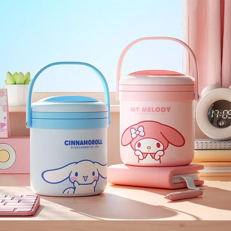 

1.8L Kawaii Sanrio My Melody Insulation Bucket Cinnamoroll Cartoon Cute Large Capacity Student Portable 304 Material Bento Box