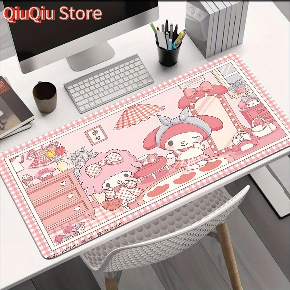 

Коврик для мыши Sanrio for my melody в стиле аниме — принт высокой четкости, большой размер 40x90/30x60/30x80, нескользящая резиновая основа, милый розовый и белый