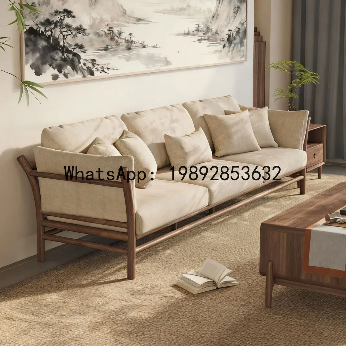H5.15  new chinese style solid wood sofa set - furniture for self-built rural homes