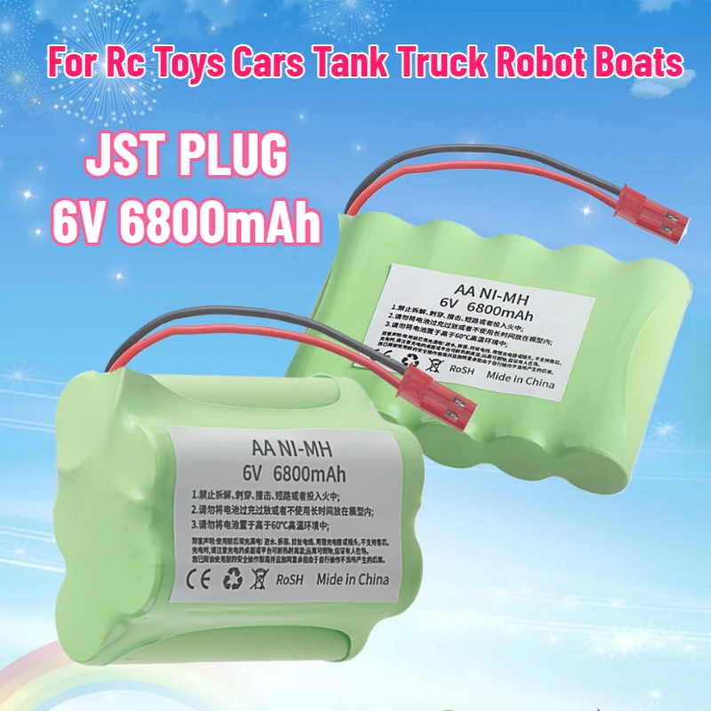 

(JST PLUG) NiMH аккумулятор 6 В, 6800 мАч для радиоуправляемых игрушек, автомобилей, танков, грузовиков, роботов, лодок, Ni-MH, 6 В, аккумуляторная батарея
