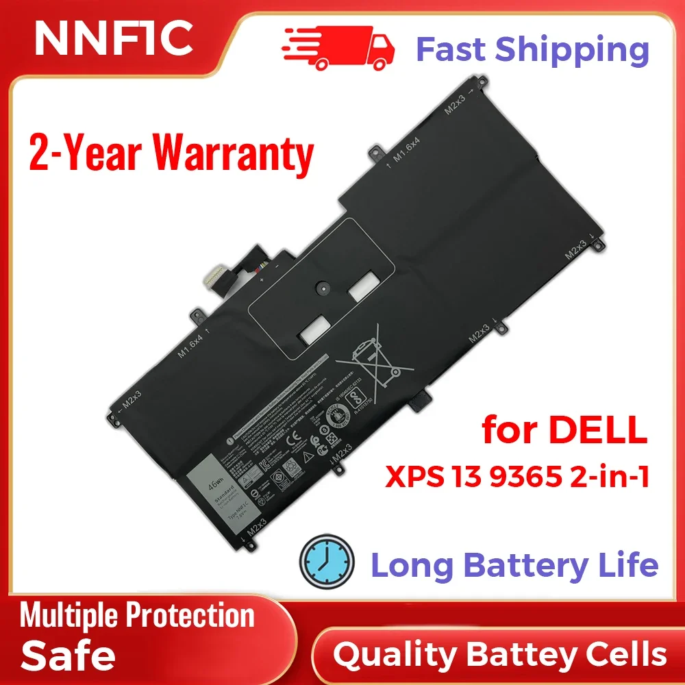 46Wh NNF1C Spare Backup Replacement Laptop Battery for Dell XPS 13 9365 7.6V Long Battery Life Li-ion