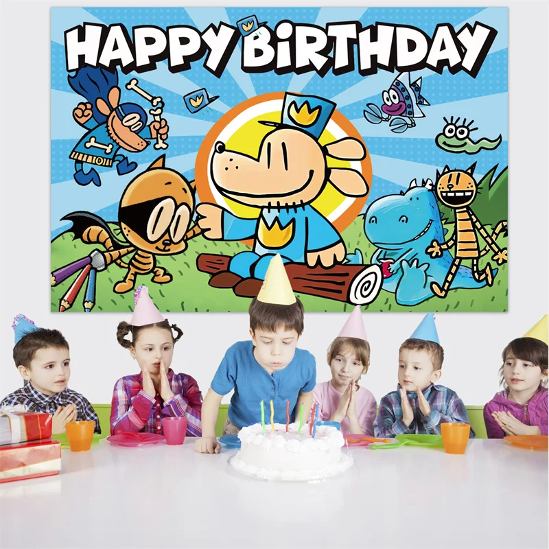 Dog Man Cosplay Buon compleanno Sfondo Sfondo cartone animato Decorazione morbida Petey il gatto Fan per bambini Accessorio decorativo Regalo di Natale