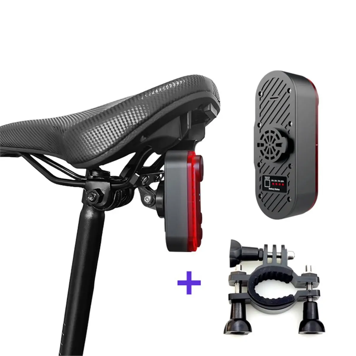 B72ABG Waterproof Bike Dash Cam Rear Warning Taillight Cycling Video Recorder Saddle Seat Post Mount Brackets Pre-Installed