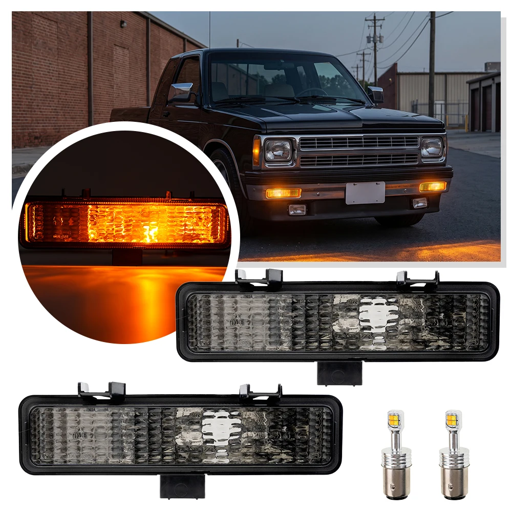 2PCS Dual-Color LED Front Bumper Side Marker Lights corner light -Turn Signal/DRL for Chevrolet S-10 Blazer GMC S-15 Jimmy 82-93