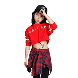 Children's Sports Suits Cotton Clothing Korean Fashion Hip Hop Streetwear Teenage Girls Hoodies Sweatshirt + Plaid Skirt-pants