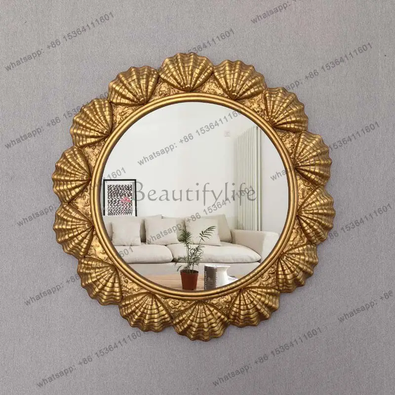 European round wall-mounted mirror Mediterranean style entrance bathroom mirror