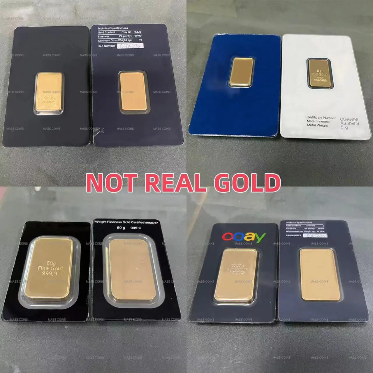 

(Link 1) 1oz/2.5g/5g/10g/20g/50g/100g Copper Bar 24k Gold Plated Ingot Prop (Sealed Packaging) Non-magnetic UNIQUE Serial Number