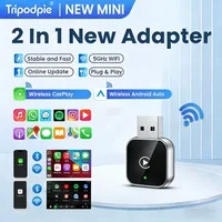 Trípodeca 2 en 1, adaptador inalámbrico Carplay, Android Auto, Dongle USB inteligente Plug and Play para GMC Audi Porsche MG Opel Chery Hyundai
