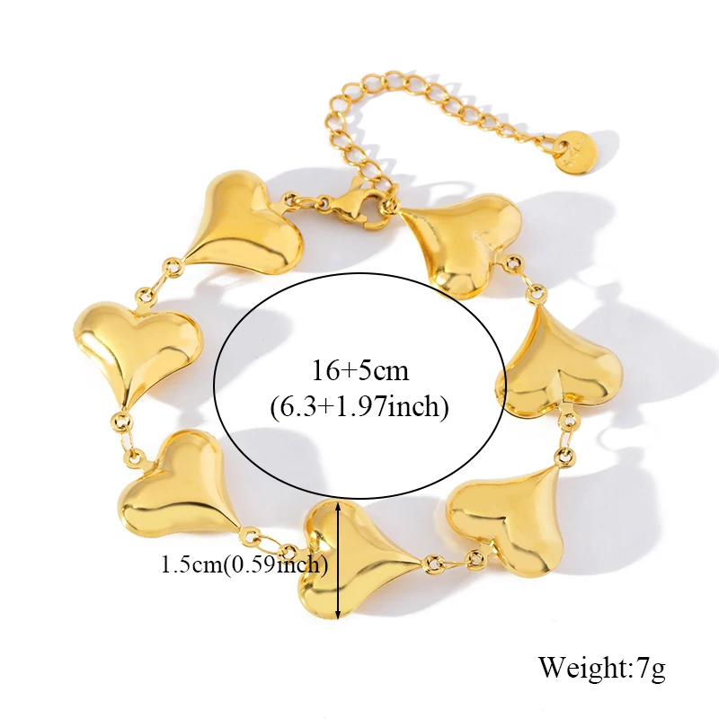 EILIECK 316L Edelstahl Metall Herz Liebe Halskette Armband Set Modischer Goldfarbener Wasserdichter Schmuck für Frauen Alltagsschmuck – Detail 9