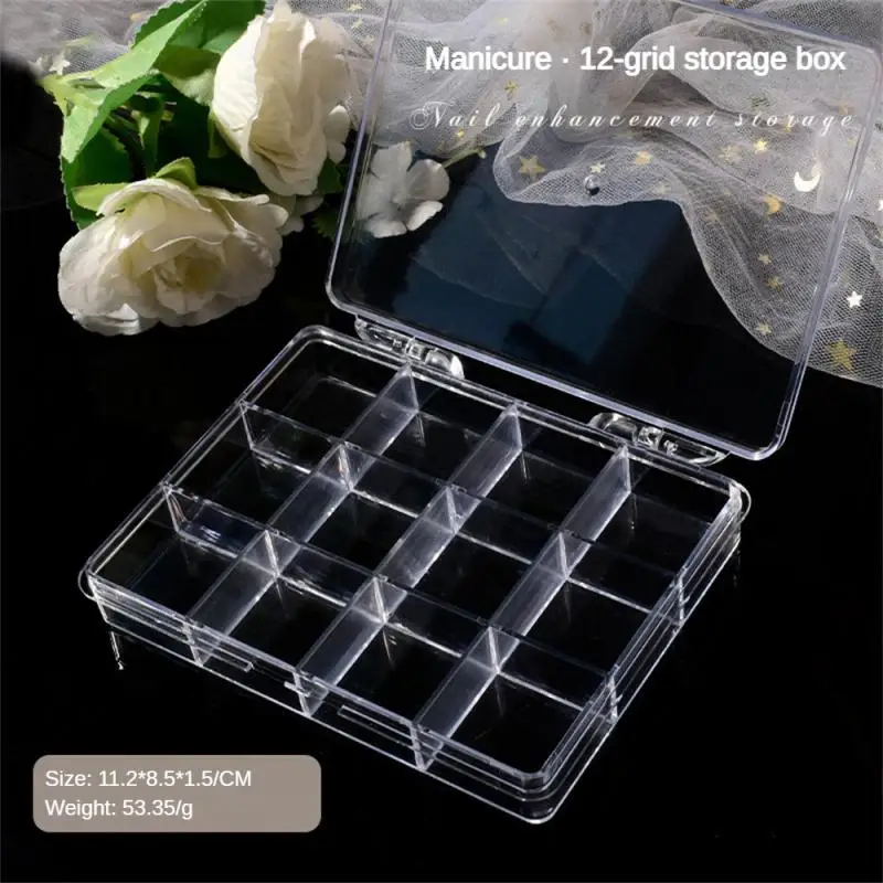 New 24 Grid Jewelry Storage Box With Cover Transparent Organizer Beaded Electronic Components Small Objects Grid Finishing Box