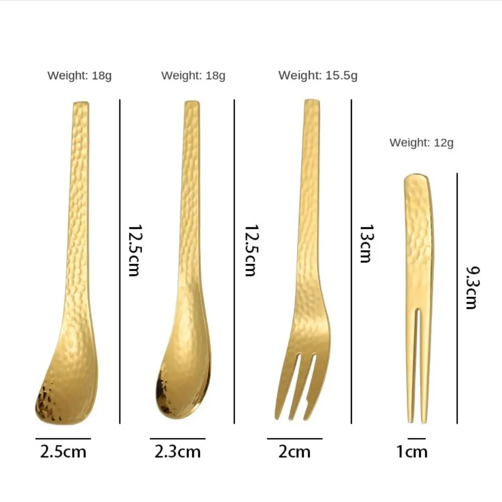جديد 304 الفولاذ المقاوم للصدأ ملعقة صغيرة النمط الياباني المطرقة نمط تصميم شوكة الفاكهة أدوات المائدة اثارة ملعقة #6