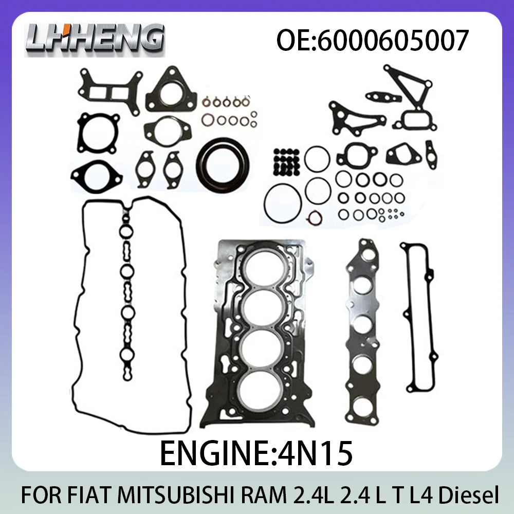 Engine Full Gasket Set For FIAT FULLBACK MITSUBISHI L200 PAJERO RAM 1200 Double Cab 2.4L 2.4 L T L4 Diesel 14-19 6000605007 4N15