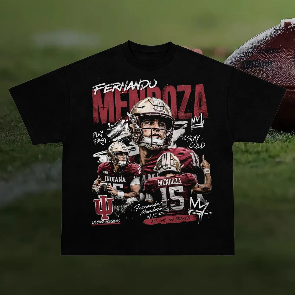 Camiseta de Rugby Personalizada Fernando Mendoza 2026 para Hombre, Estilo Casual Holgado de Manga Corta, Moda Urbana, Primavera/Verano 2026