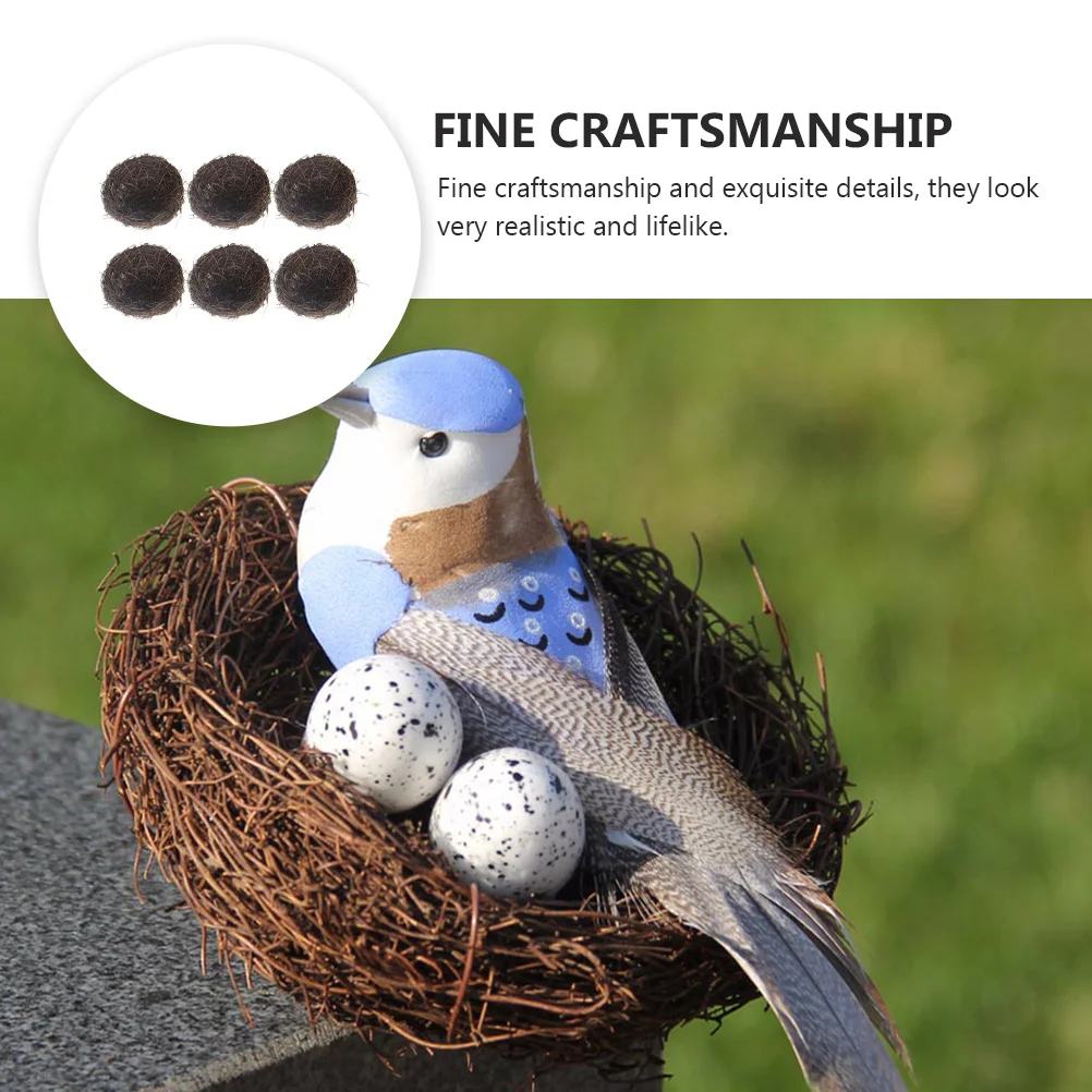 6 Pcs Simulation Rattan Bird's Nest Houses and Habitats Squash for Birds Birdcage Birdhouse Wooden Home Goods Decor Small