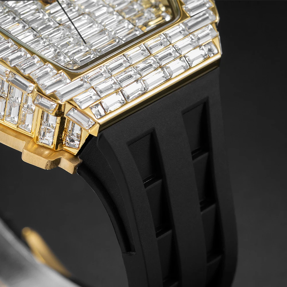 Men's Creative Full Square Diamond Watch, Gift Box