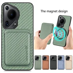 Pura 70 Ultra 70 Pro Plus Mate60 Lederen Kaartcase Magneet 2in1 Afneembare Achterkant Capa Voor Magsafe Huawei P60 Hoesje Pura70 P50 Funda