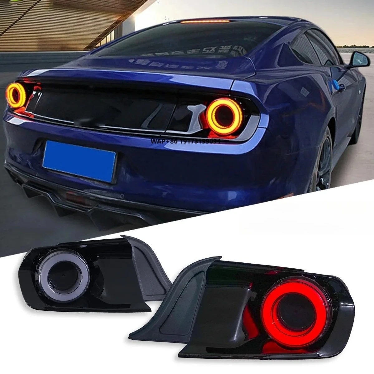 

Черные задние фонари с последовательными светодиодными сигналами для Mustang 2015-2023 гг.