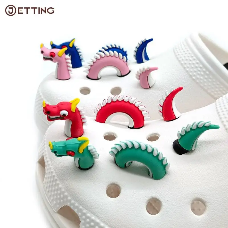 1PCS PVC Spoof Cartoon China Dragon Hole Shoe Charms DIY Funny Shoe Accessories Fit Croc Snake Decorations Buckle Unisex Gift