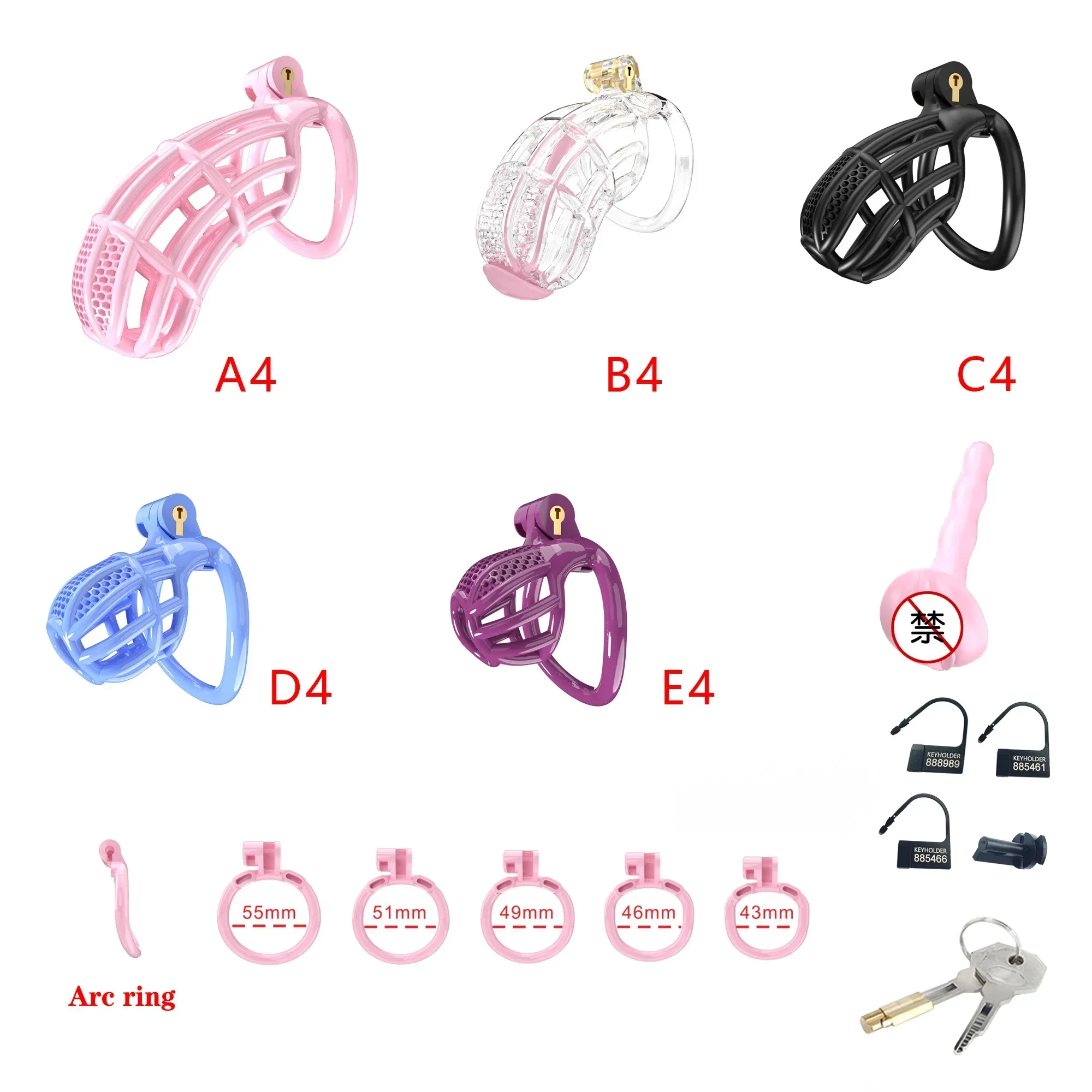 Bdsm Black Male Chastity Cage Lock Cock Device Kit With 5 Arc Penis Rings Sex Toys For Men Gay Scrotum Adult Games Sex Shop 18+