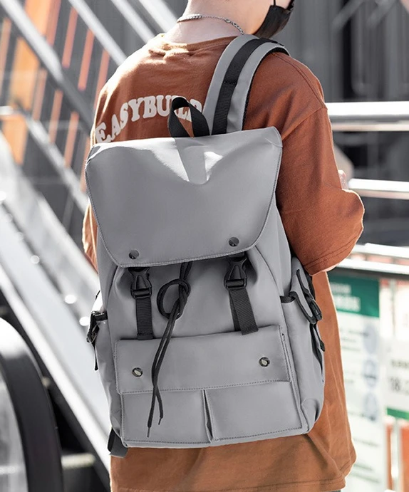 New Business Men's Backpack, Outdoor Casual Large-capacity Computer Travel Bag, Multi-functional Waterproof Flip Cover Backpack