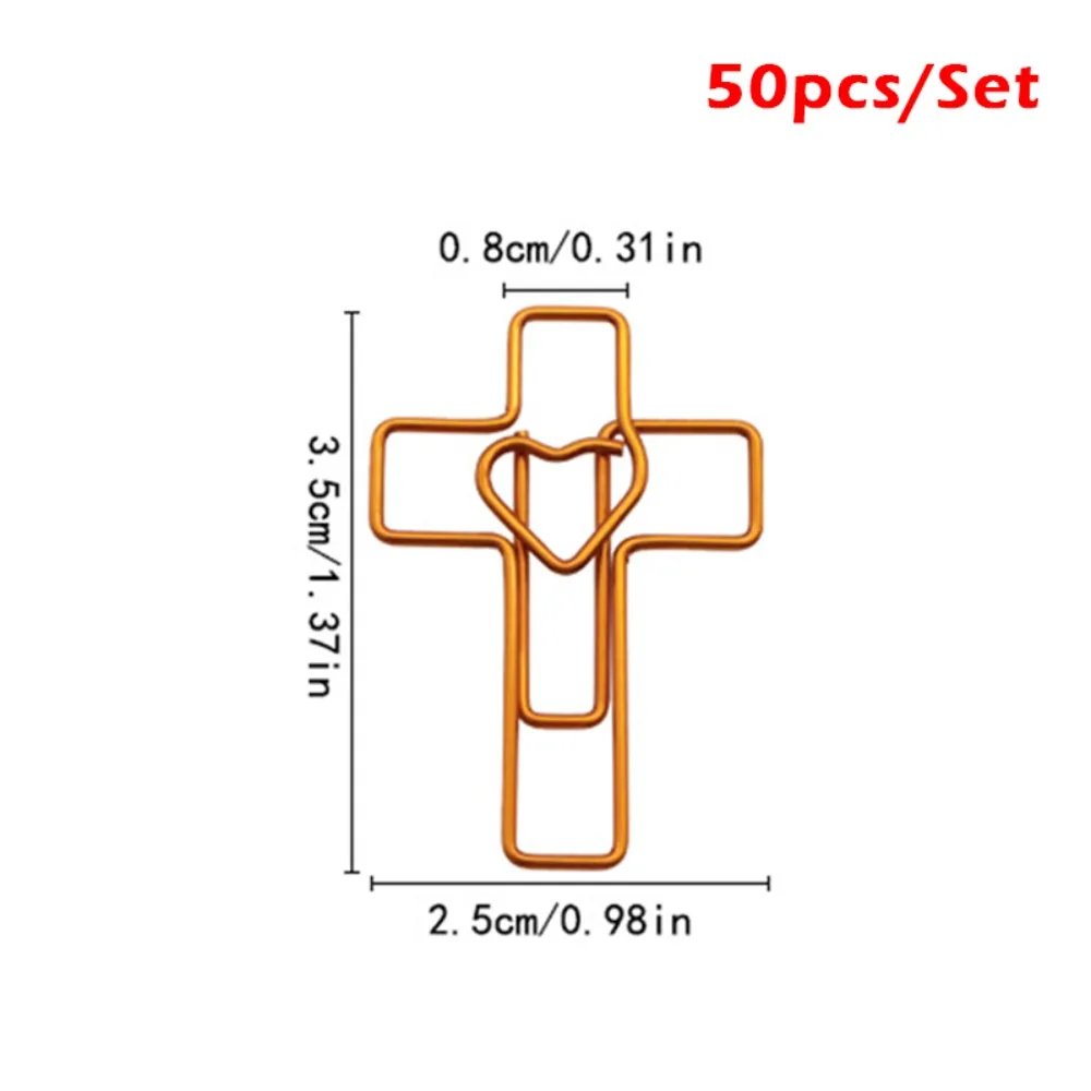 50pcs Versatile Metal Paper Clip Cross Shape Paper Storage File Classification Clip Bookmarks School Office Supplies